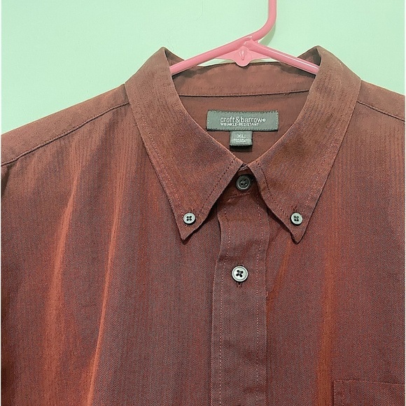 croft & barrow maroon colored button up shirt with one pocket size XL - Picture 2 of 6